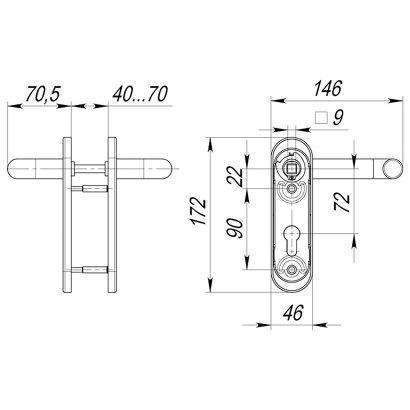 Ручка дверная FP.DH172.0433 NE (B2B)  (8x120) с пружиной BL-24 черный