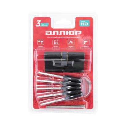 АЛЛЮР HD F 60-5К BLACK (30x30) черный перф.кл БЛИСТЕР Цилиндровый механизм