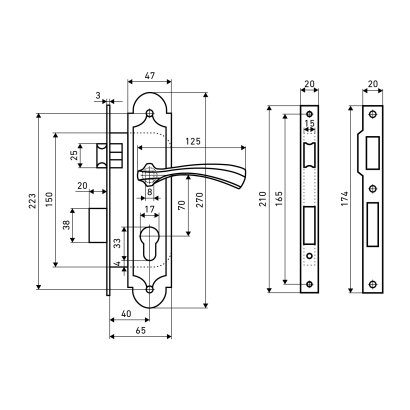 АЛЛЮР АРТ ЗВ4-70.07 AS состаренное серебро Замок врезной с/руч