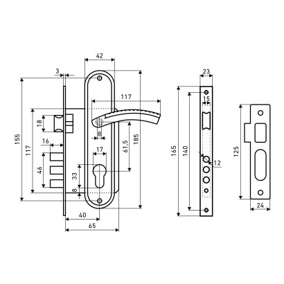 АЛЛЮР 132/3-61А(1232) AC ст.медь мал.корпус Замок врезной с/руч