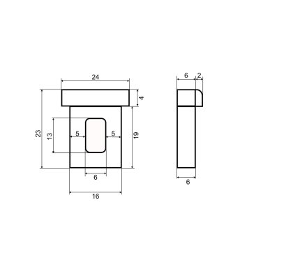 Подкладка под профильный замок с фронтальной планкой 24мм, толщина 6мм, черная