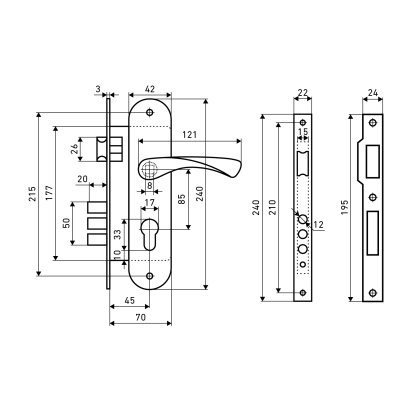 АЛЛЮР 0203 AB ст.бронза Замок врезной с/руч