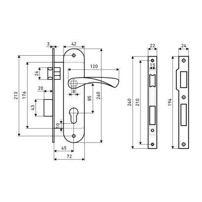 АЛЛЮР 0211 CP хром Замок врезной с/руч