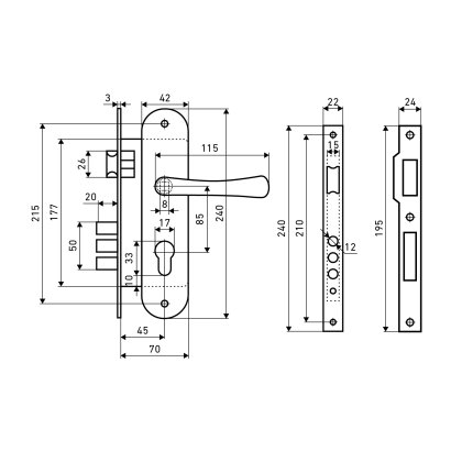 АЛЛЮР 0221 GP латунь Замок врезной с/руч