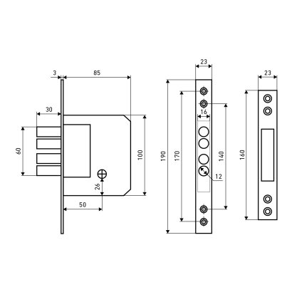 АЛЛЮР 189-4 лат. крест.ключ Замок врезной б/руч
