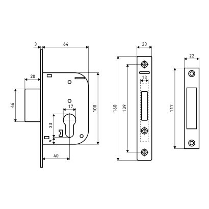 АЛЛЮР 6040 PB без ц/мех Замок врезной б/руч