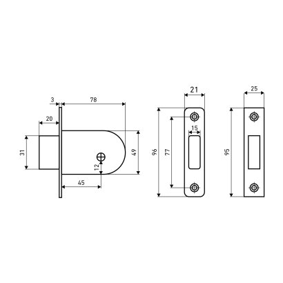 АЛЛЮР 90 лат. крест.ключ Замок врезной б/руч