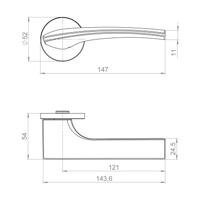 Ручка раздельная R.ZLR52.ETALON SSC-16 сатинированный хром