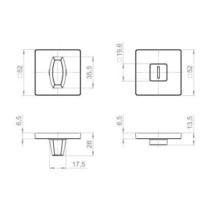 Ручка поворотная BK6.K.ZL52 SSC-16 сатинированный хром