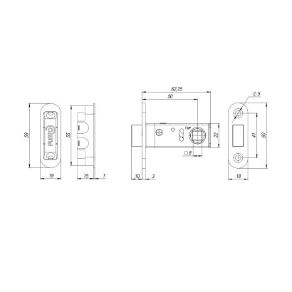 Защелка врезная магнитная ML50-8 GR-23 графит