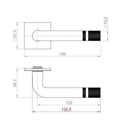 Ручка раздельная K.YM.CANNOLI MWSC-33 итальянский тисненый