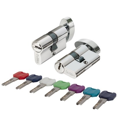 Цилиндровый механизм MaxPro7002Knob52mm(21+10+21) CP хром 7key с вертушкой 