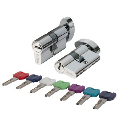 Цилиндровый механизм MaxPro7002Knob52mm(21+10+21) SSC сатин.хром 7key с вертушкой