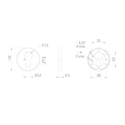 Накладка под цилиндр ET.R.EST.R52 SSC-16 сатинированный хром