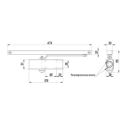 Доводчик дверной со скользящей тягой DCSLIDER85 BL (черный)