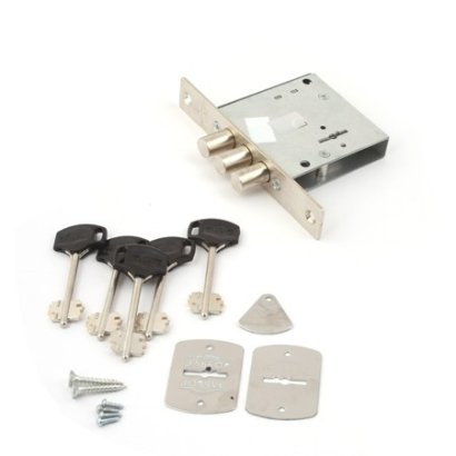 Замок врез. Кремень В-1.04.07 никель, сувальдный- стержни 3шт. диаметр 14мм