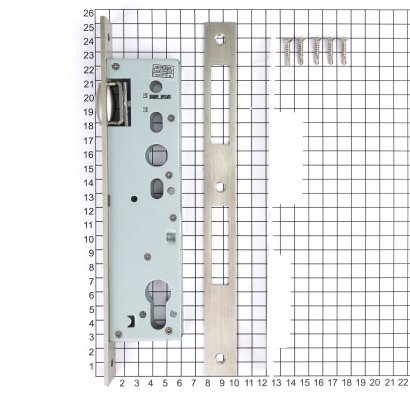 Замок дверной с роликом DL302 35/22/8, цилиндровый, нержавеющая сталь