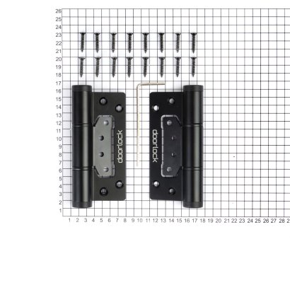 Дверная петля карточная с доводчиком DOORLOCK H60/HYD/AL Black черная, без врезки, комплект из 2 шт., 2 скорости закрывания, ФОП фиксация в открытом положении.