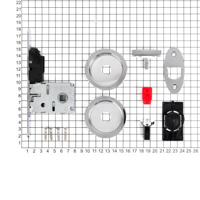 Замок дверной для раздвижной двери с круглой поворотной кнопкой Bonaiti G500T mod.H21, полированный хром