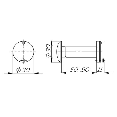 Глазок дверной противопожарный FP.DVG 3/90-50/S (VIEWER 3 DVSG 50x90/16) BL-24 черный