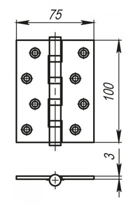Петля универсальная IN4500UC-BL AB 102x76x3 INOX304 бронза БЛИСТЕР