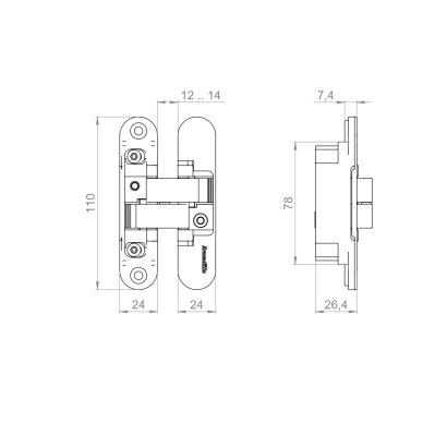 Петля скрытой установки U3D1500.VPG BL черный  