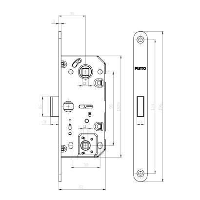 Защелка врезная магнитная ML96WC-35/IND BL черный