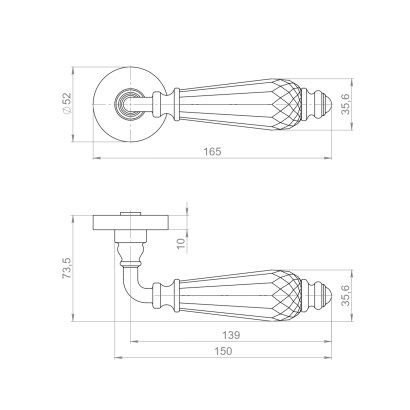 Ручка раздельная R.ART52.D.ELEGANT SG-4 мат. золото