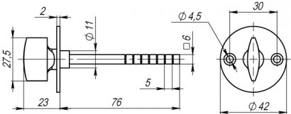 Ручка поворотная BK6.R.SB30 (SB-30/6) CP-8 хром