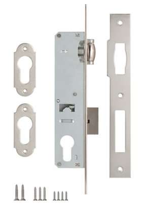 Корпус узкопрофильного замка с роликовой защёлкой 155 (30 mm) w/b (никель)