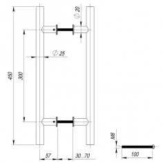 Ручка-скоба PULL.PH25/300.22 INOX 304 (PH-22-25/300-INOX)