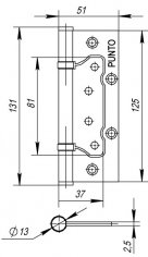 Петля универсальная без врезки IN5200W AC (200-2B 125x2,5) медь