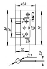 Петля универсальная без врезки IN3200W PN (200-2B 75x2,5) мат. никель