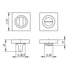 Ручка поворотная BK6.K.ZQ51 (BK6 ZQ ) BL-24 черный