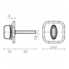 Ручка поворотная BKW8x75.K.XL62 (BKW8x75 XL) CP-8 хром