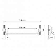 Ручка-штанга нажимная AP.1700B push-bar (ANTI-PANIC 1700В) накладной для одно/двуствор. дверей