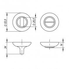 Ручка поворотная BK6.R.ZR54 (BK6 ZR) SN/CP-3 матовый никель/хром