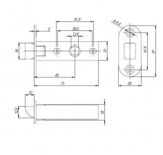Защелка PLASTPL45-R25 (PL45-R25) (врезная) SN мат. никель тех.упаковка без ответной планки