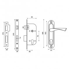 Замок цилиндровый в комплекте с ручкой LOCKSET16.CRONA.4070-1 (KIT P16 4070 CRONA) AB бронза