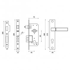Замок цилиндровый с ручкой LOCKSET90.ORION.4585-3 (KIT P90 4585/3 ORION) SN/CP мат.никель/хром