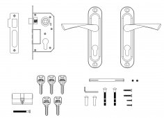 Замок цилиндровый в комплекте с ручкой LOCKSET15.CRONA.4061-3 (KIT P15 4061/3 CRONA) AB бронза