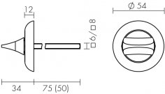 Ручка поворотная BKW8x75.R.HMR54 (HMR8x75) BL-24 черный