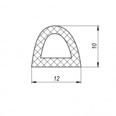 Уплотнитель самоклеящийся ADH/D-12x10mm, BLACK черный 150m