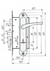 Замок врезной Зенит ЗВ9-6-01 (медь)