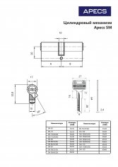 Цилиндровый механизм Apecs SM-75(35/40)-NI