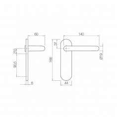 Ручка дверная DOORLOCK 038KP/F UG U-form, матовая нержавеющая сталь