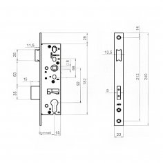 Замок дверной DOORLOCK PL201, цилиндровый, никелированный