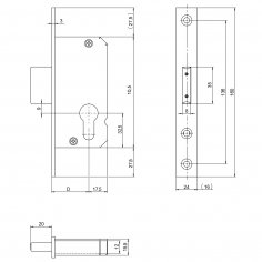 Замок дверной KFV RES 50-PZ/35-24-K-31-B, цилиндровый, оцинкованный