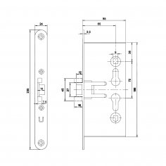 Замок дверной огнестойкий DOORLOCK V1739С, оцинкованный