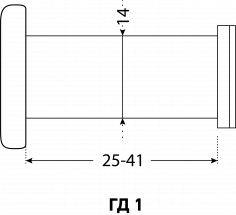 АЛЛЮР ГД-1 БШт 25-42мм d=14мм хром Глазок дверной